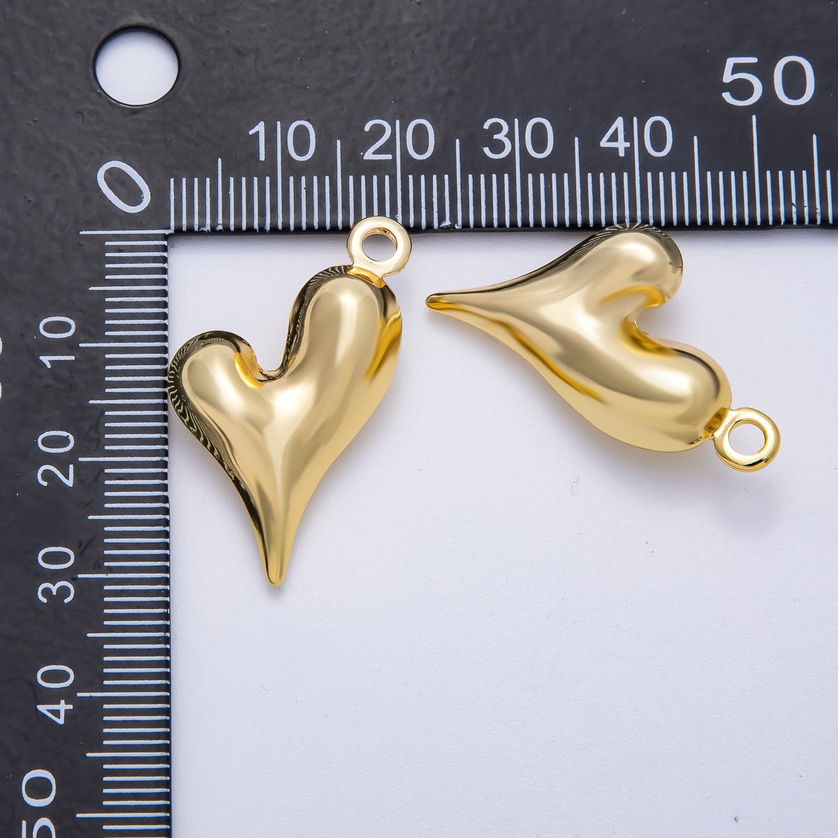 16K Gold Filled 32mm Minimalist Molten Heart 3D Multidimensional Charm in Gold & Silver | Charms - 00617 Charms - 00618 - DLUXCA