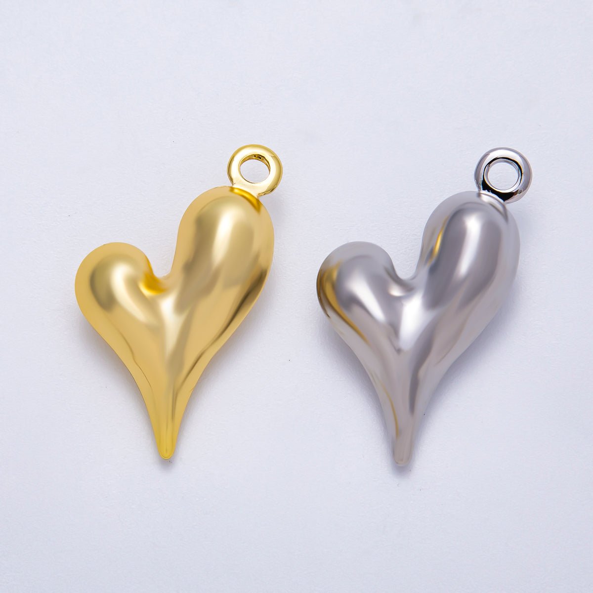 16K Gold Filled 32mm Minimalist Molten Heart 3D Multidimensional Charm in Gold & Silver | Charms - 00617 Charms - 00618 - DLUXCA