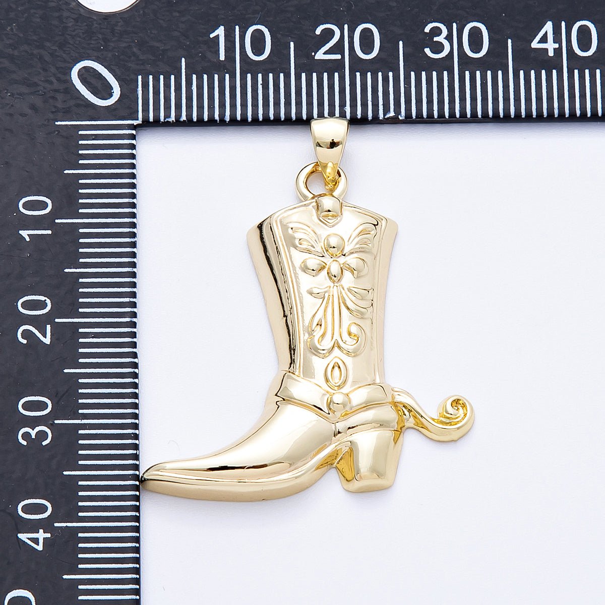 16K Gold Filled 33mm Western Cowboy Boot Pendant | Charms - 00157 - DLUXCA
