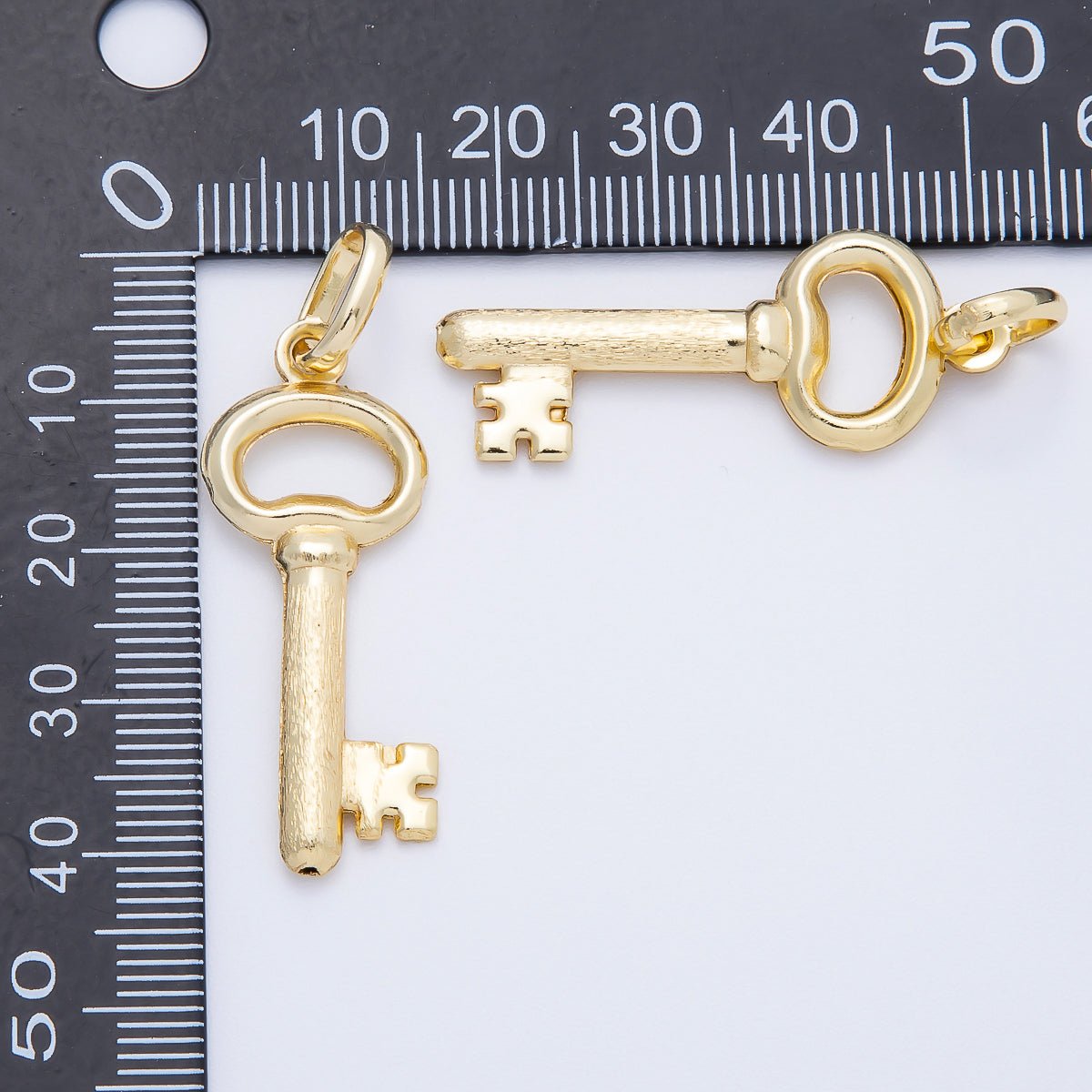 16K Gold Filled 37mm Minimalist Textured Key Pendant | Charms - 00648 - DLUXCA