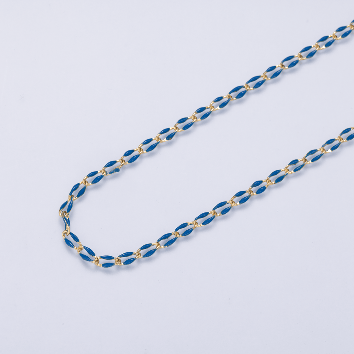 16K Gold Filled 3mm Dark Blue Enamel Link Unfinished Chain by Yard | Roll-01882 - DLUXCA
