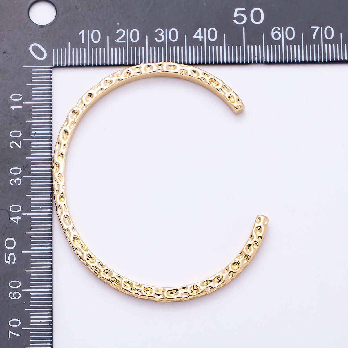 16K Gold Filled 3mm Hammered Molten Cuff Bracelet | WA-00201 - DLUXCA