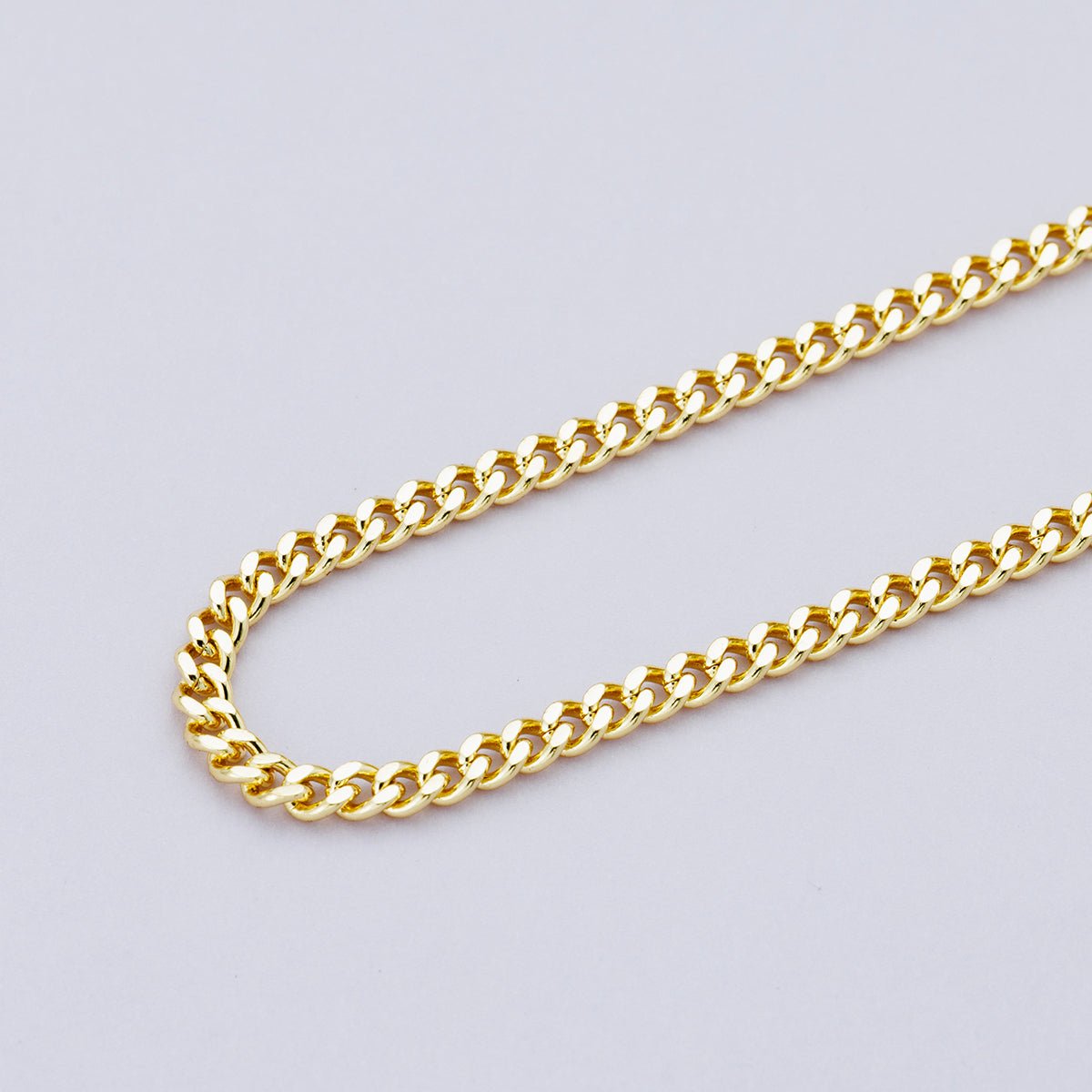 16K Gold Filled 3mm Minimalist Curb Unfinished Chain by Yard | Roll - 01863 - DLUXCA