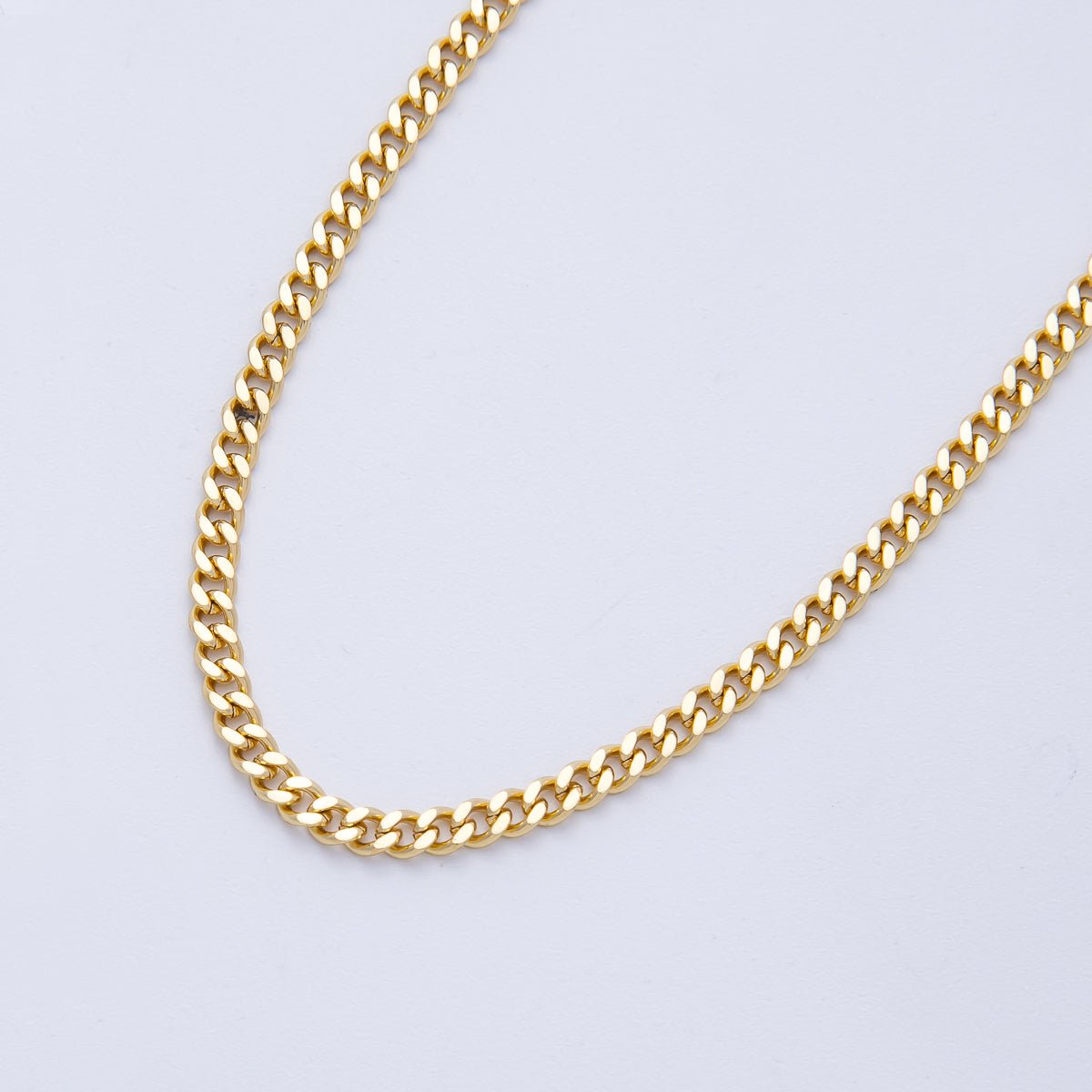 16K Gold Filled 3mm Minimalist Curb Unfinished Chain by Yard | Roll - 1843 - DLUXCA