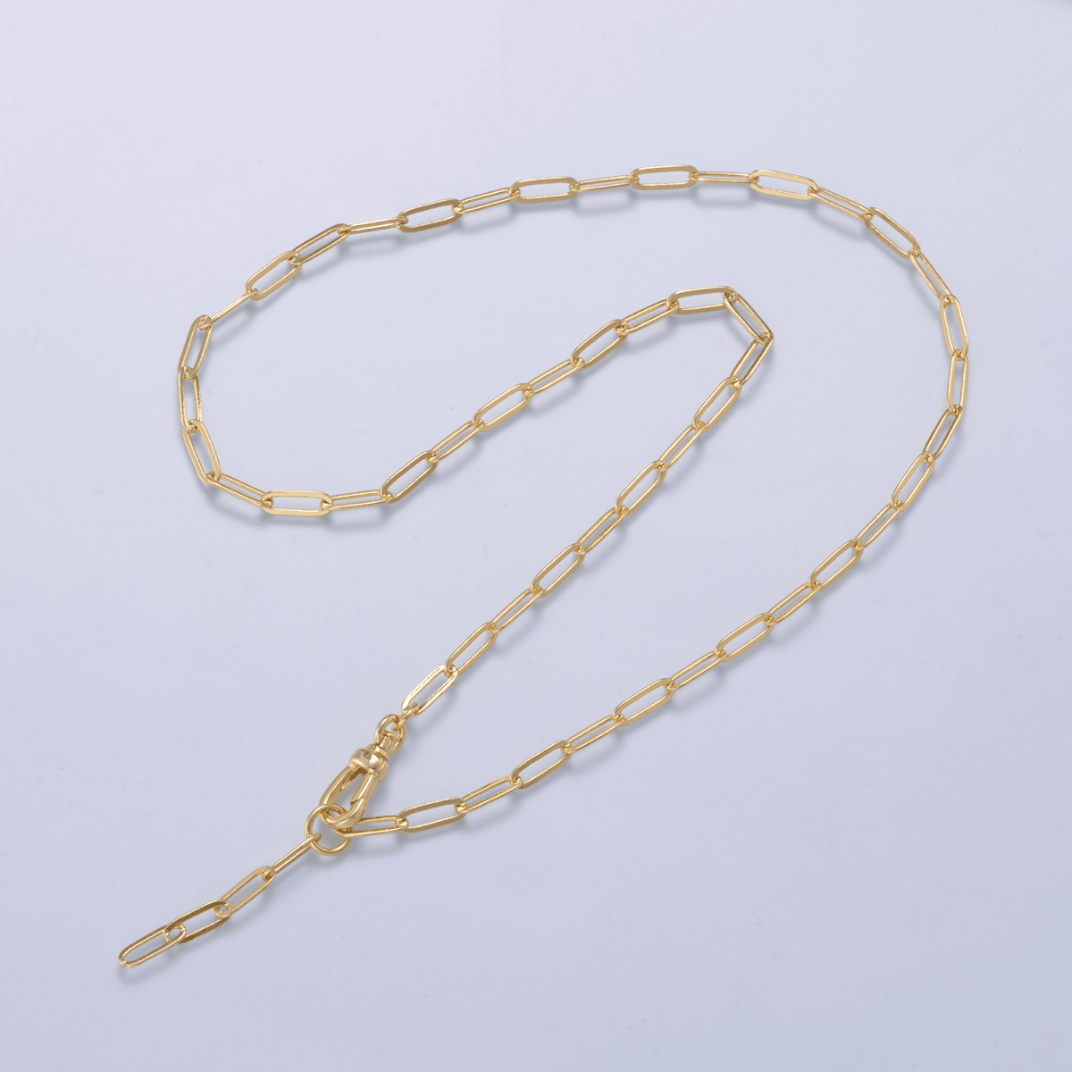 16K Gold Filled 3mm Minimalist Paperclip Lariat Chain 18 Inch Necklace | WA - 04501 - DLUXCA
