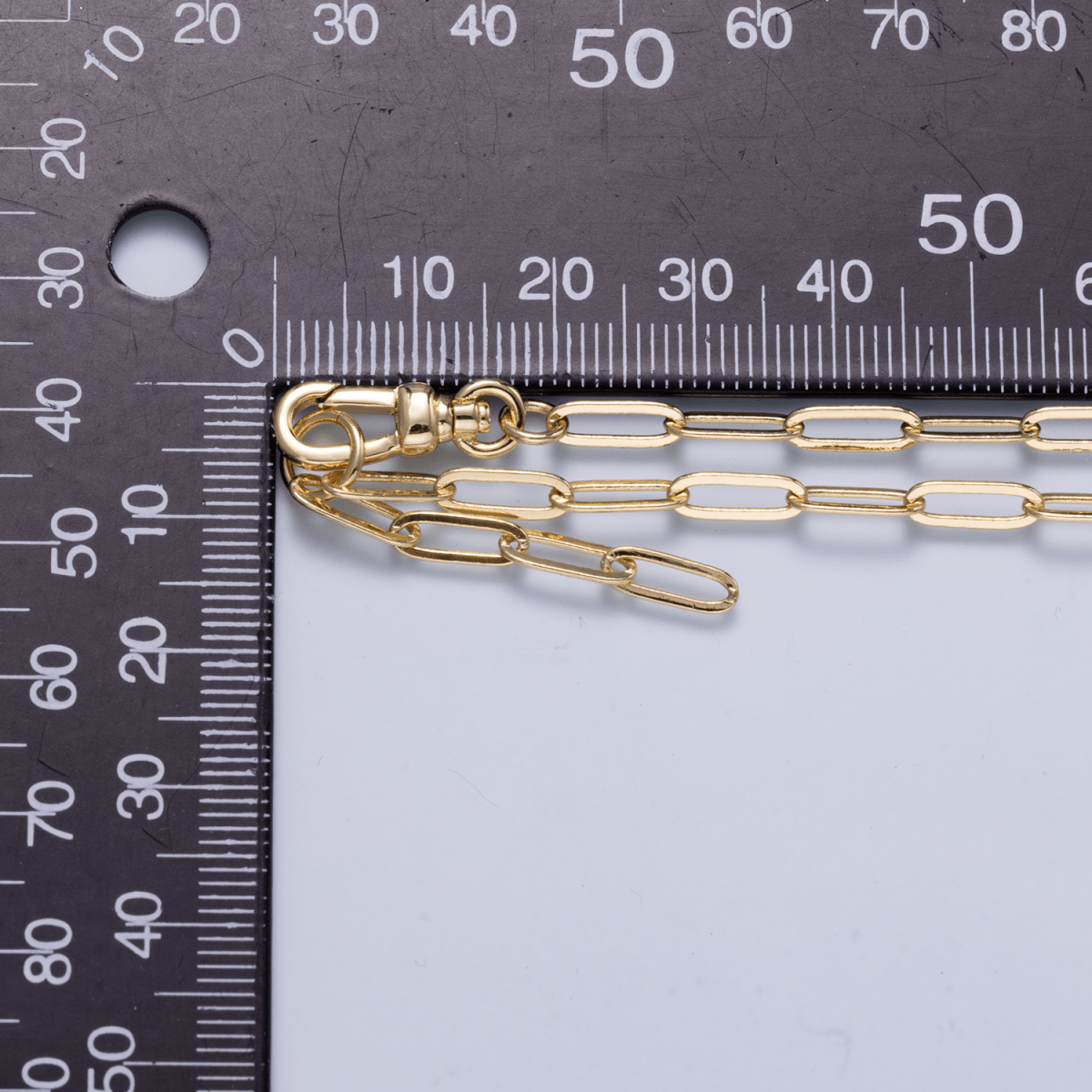 16K Gold Filled 3mm Minimalist Paperclip Lariat Chain 18 Inch Necklace | WA - 04501 - DLUXCA