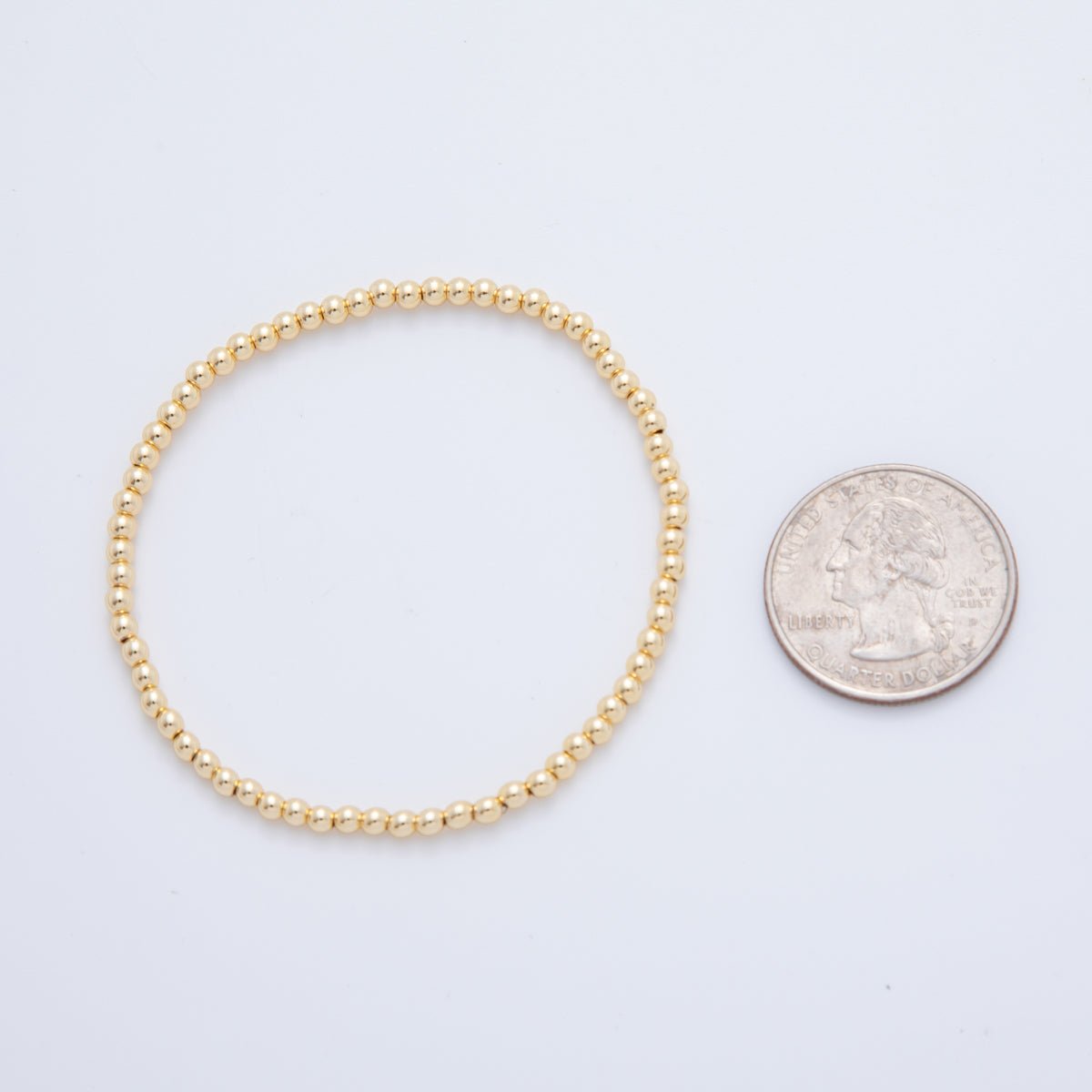16K Gold Filled 3mm Minimalist Round Ball Stretch Bracelet | WA - 04149 - DLUXCA