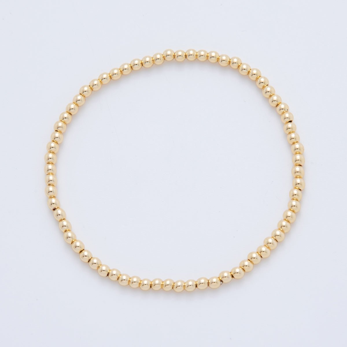 16K Gold Filled 3mm Minimalist Round Ball Stretch Bracelet | WA - 04149 - DLUXCA