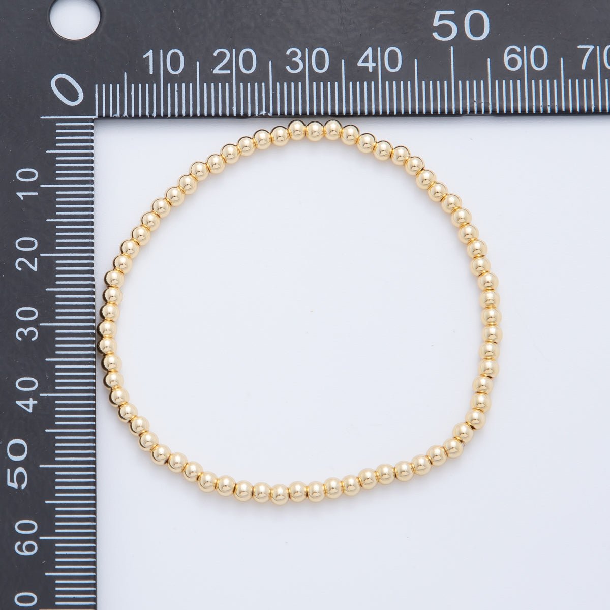 16K Gold Filled 3mm Minimalist Round Ball Stretch Bracelet | WA - 04149 - DLUXCA