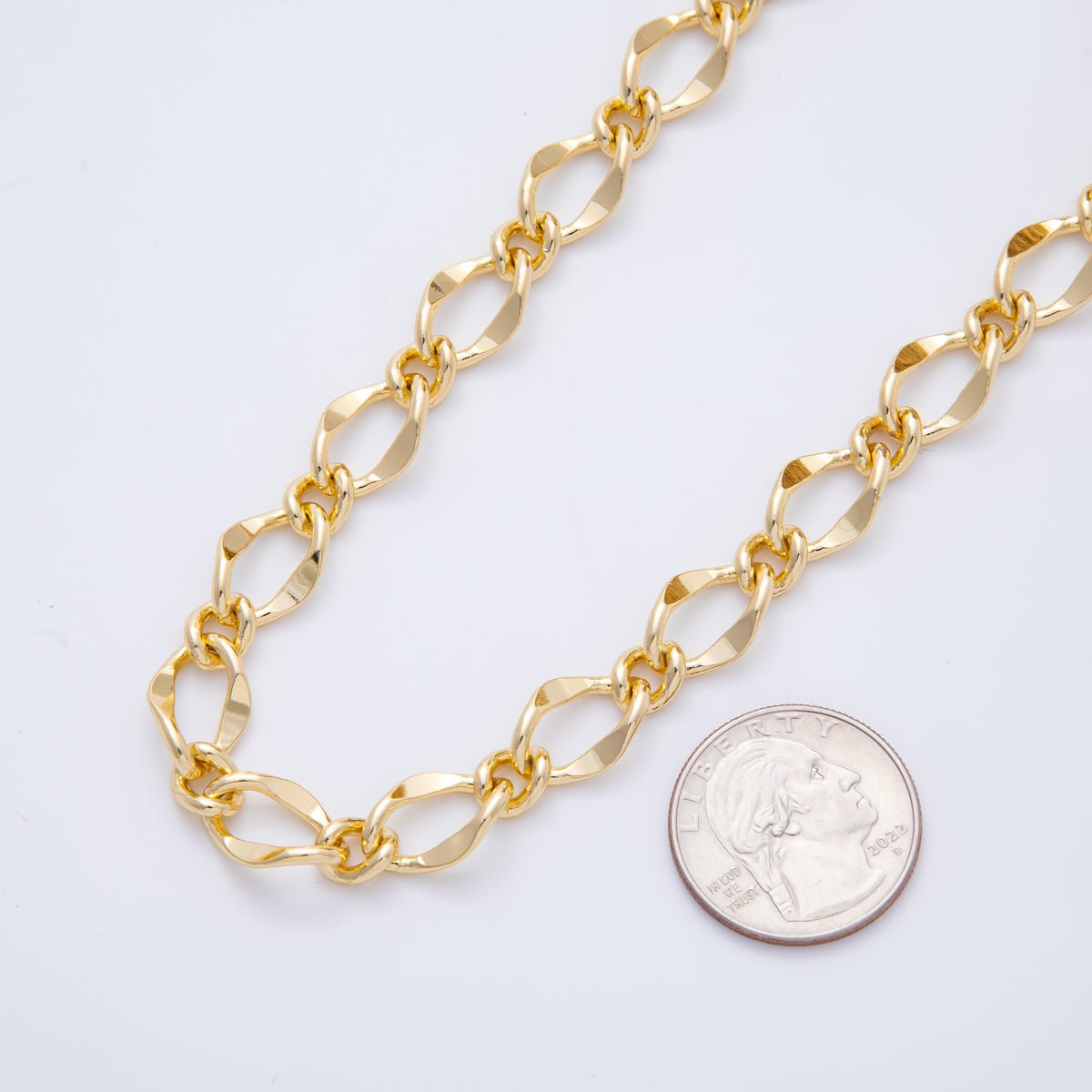16K Gold Filled 3mm Unfinished Chunky Jewelry Style Singapore Chain by Yard | ROLL - 1695 - DLUXCA