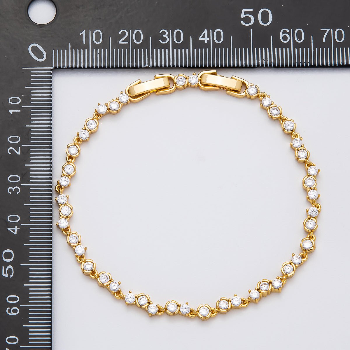 16K Gold Filled 4.2mm Clear CZ Cluster Tennis Chain 7 Inch Adjustable Bracelet | WA - 04272 - DLUXCA