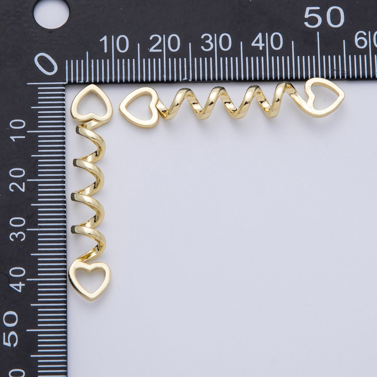 16K Gold Filled 44mm Minimalist Open Heart Spiral Connector | Findings - 00065 - DLUXCA