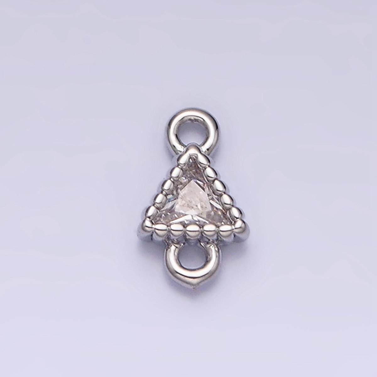 16k gold filled 4.5mm clear triangle cz dotted bezel connector in gold & silver | Y - 906 - DLUXCA