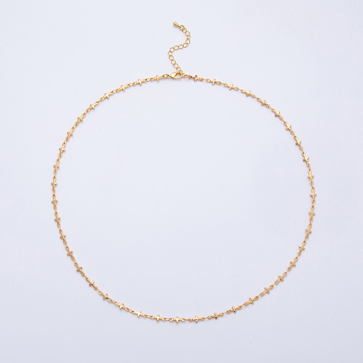 16K Gold Filled 4.5mm x 10mm Religious Cross Link Chain 20 Inch Necklace w. Extender | WA - 4141 - DLUXCA