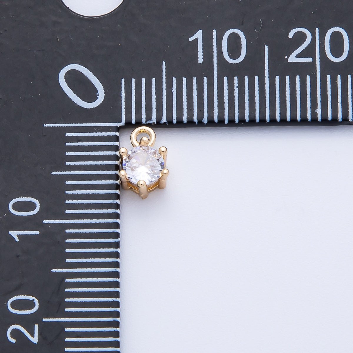 16K Gold Filled 4.8mm Clear Round CZ Mini Charm | Charms - 00398 - DLUXCA