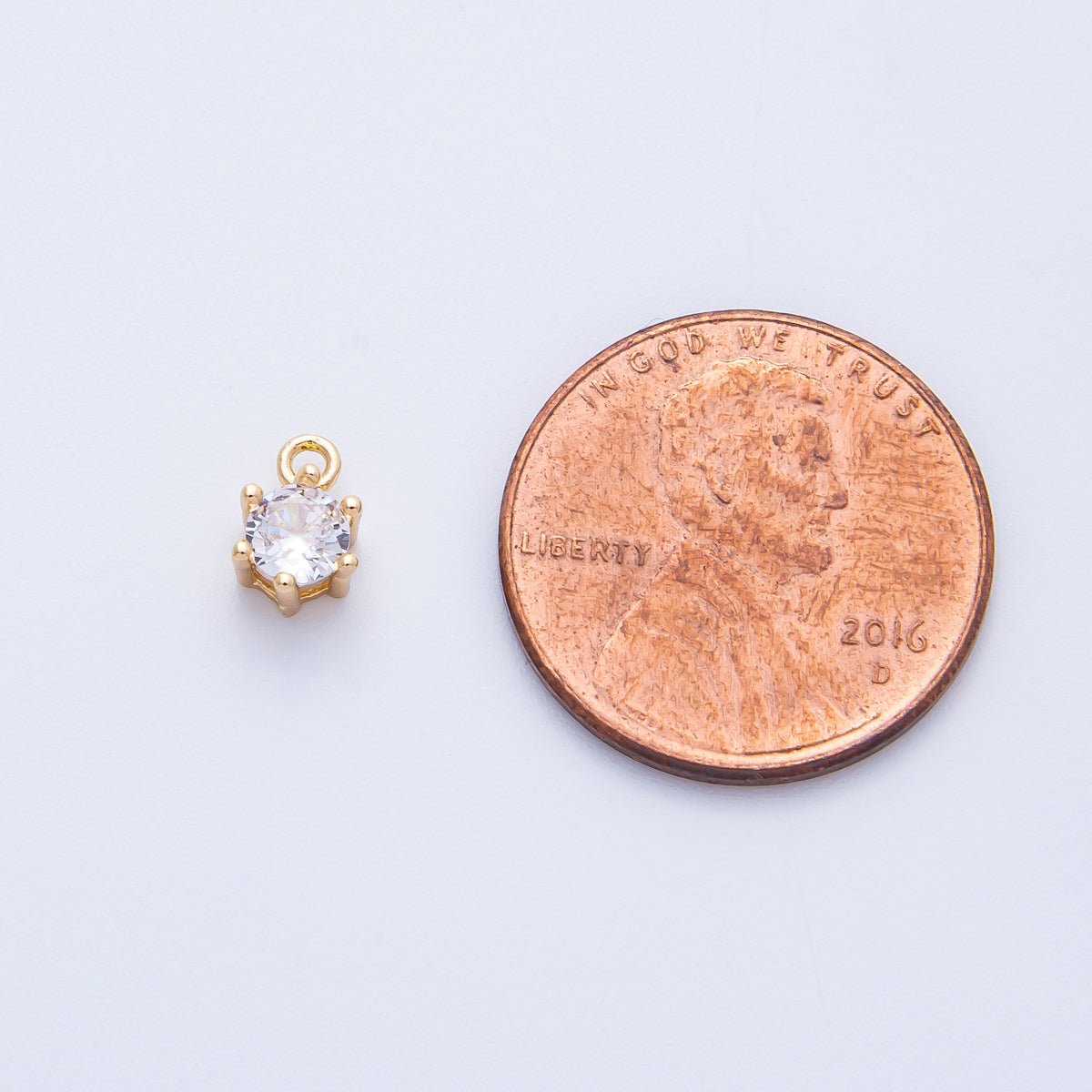 16K Gold Filled 4.8mm Clear Round CZ Mini Charm | Charms - 00398 - DLUXCA