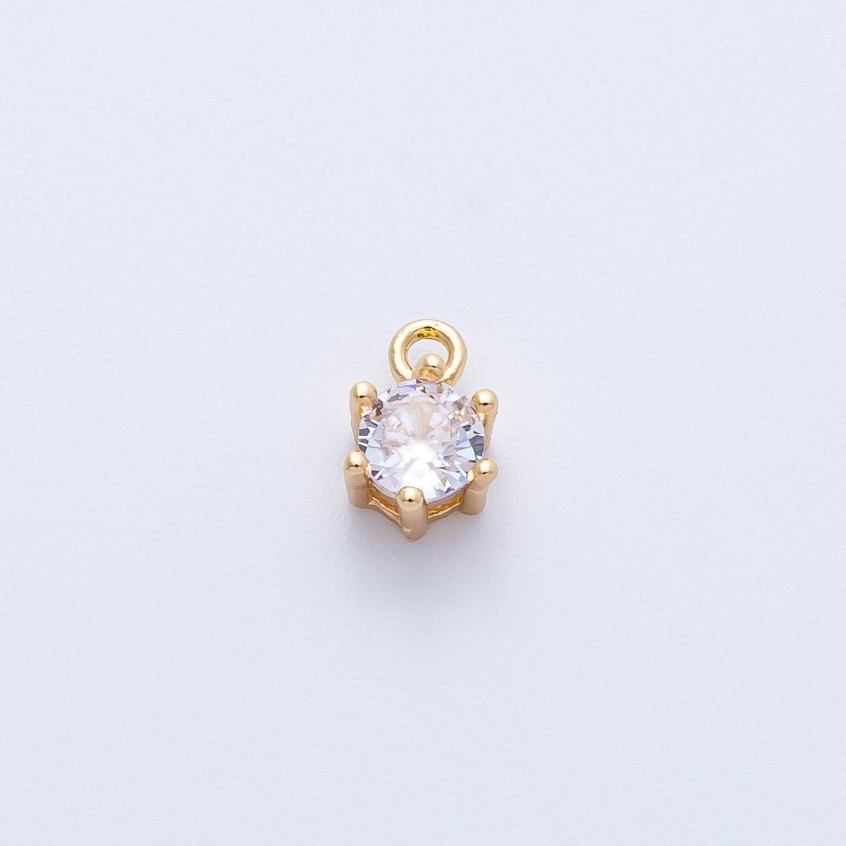 16K Gold Filled 4.8mm Clear Round CZ Mini Charm | Charms - 00398 - DLUXCA