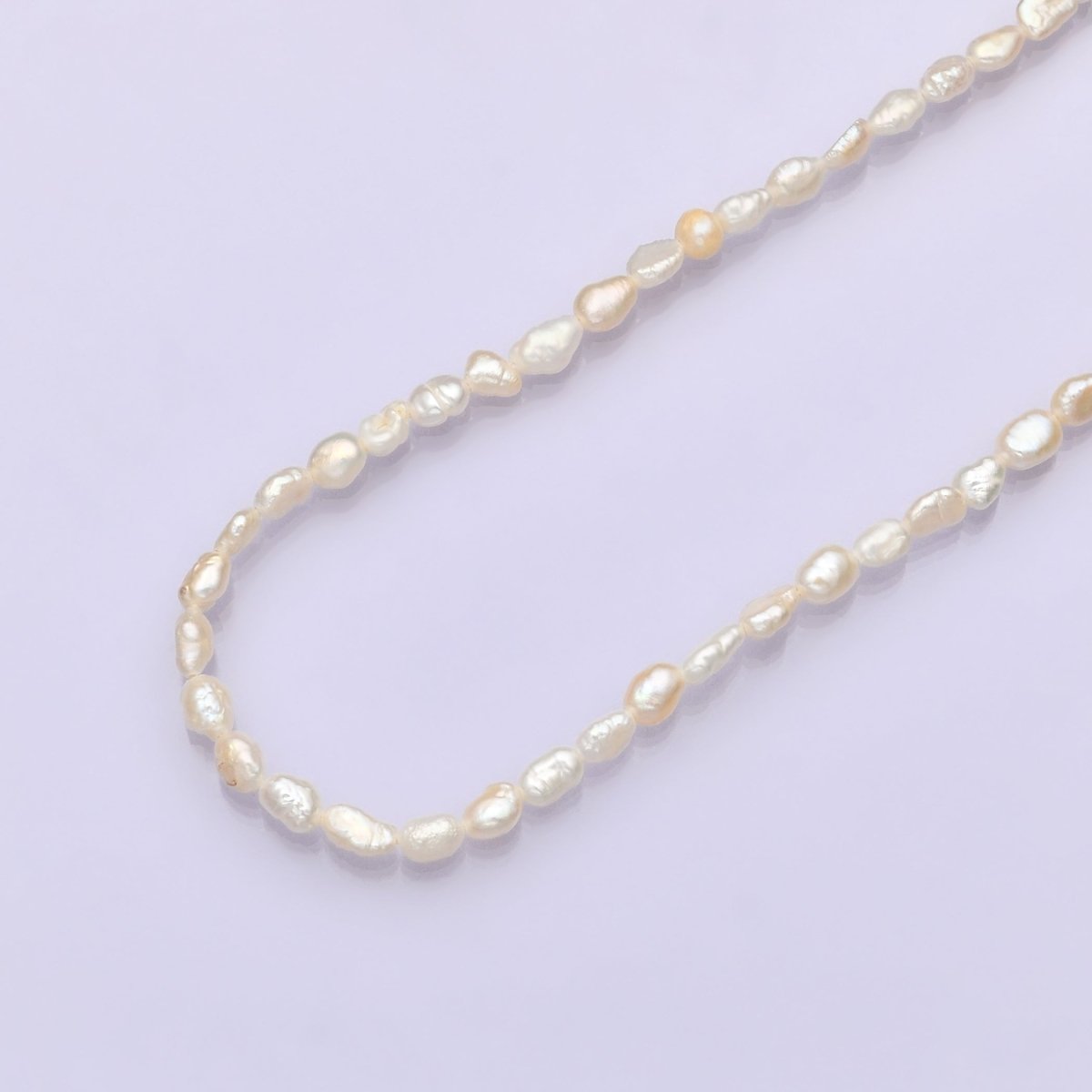 16K Gold Filled 4mm Baroque Freshwater Pearl 15.75 Inch Necklace w. 2" Extender | WA - 2539 - DLUXCA