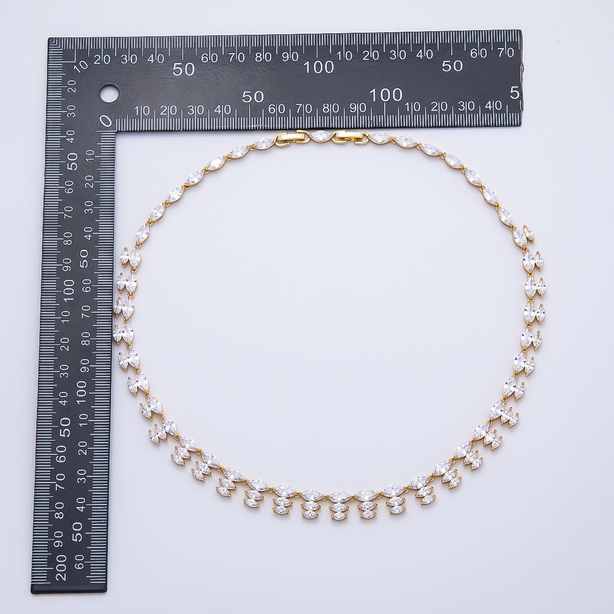 16K Gold Filled 4mm Clear Marquise CZ Multi Layer Tennis Chain 17 Inch Adjustable Necklace | WA-04683 - DLUXCA
