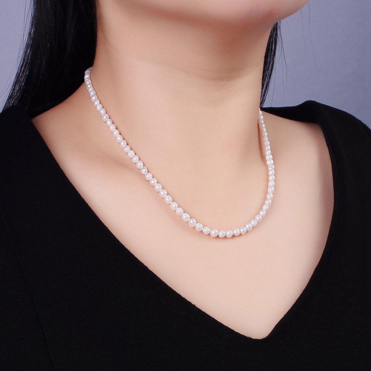 16K Gold Filled 4mm Freshwater Pearl 18 Inch Necklace w. Extender | WA-2499 - DLUXCA