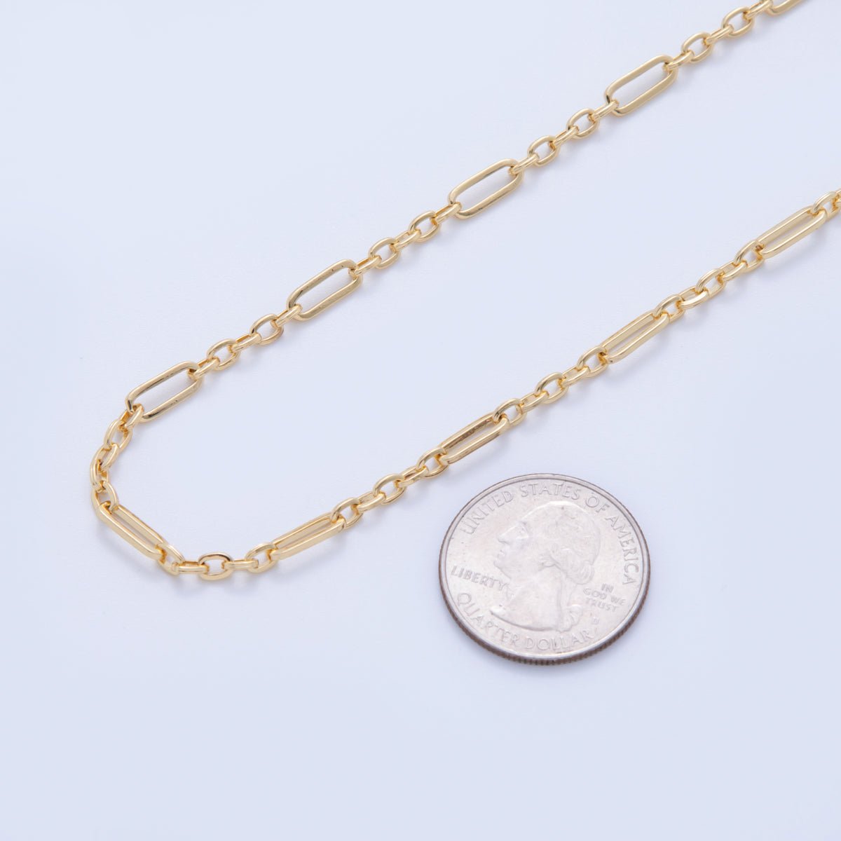 16K Gold Filled 4mm Paperclip Triple Cable Link Unfinished Chain by Yard | Roll - 1583 - DLUXCA