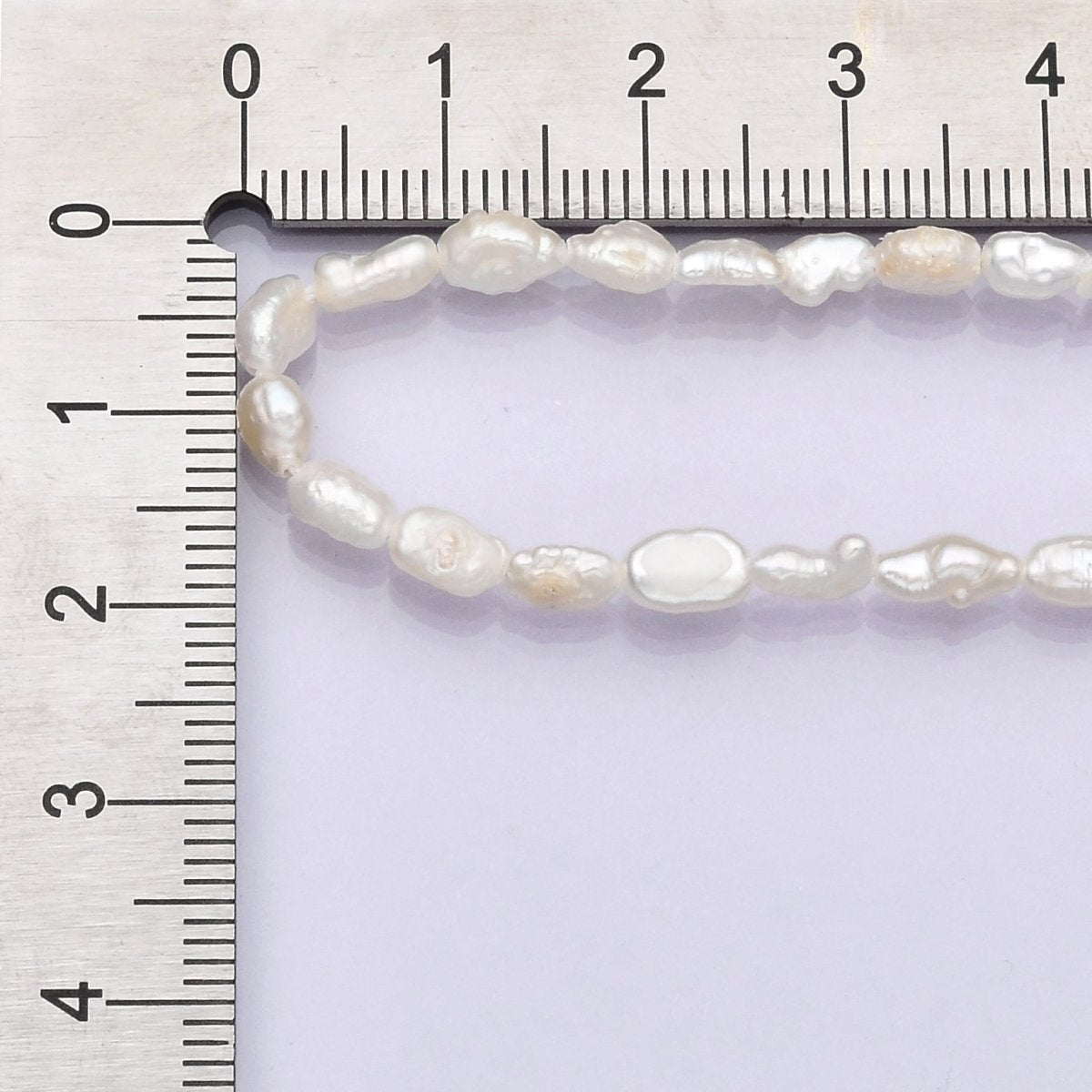 16K Gold Filled 4mm White Biwa Baroque Freshwater Pearl 16 Inch Necklace w. Extender | WA - 2631 - DLUXCA