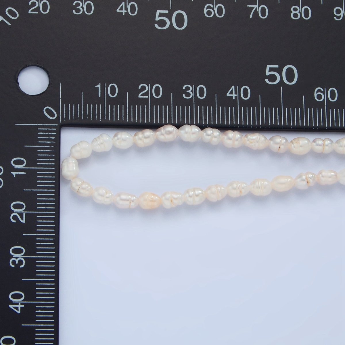16K Gold Filled 4mm White Ringed Baroque Freshwater Pearl 14.5 Inch Necklace w. Extender | WA - 2633 - DLUXCA