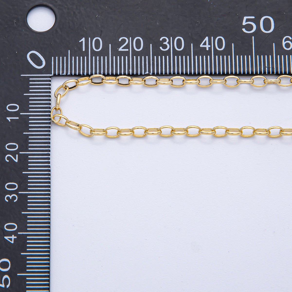 16K Gold Filled 4mm x 3mm Oval Paperclip Unfinished Chain by Yard | Roll - 1786 - DLUXCA