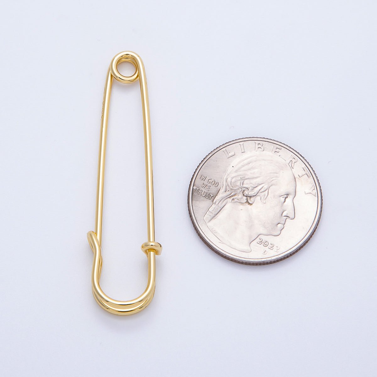 16K Gold Filled 50mm Minimalist Safety Pin Findings | Findings - 00067 - DLUXCA