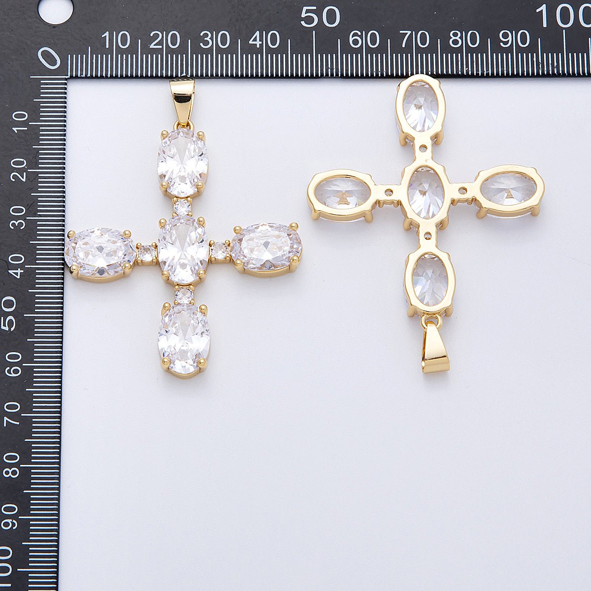 16K Gold Filled 53mm Clear, Black CZ Religious Pendant | Charms - 00162 - Charms - 00163 - DLUXCA