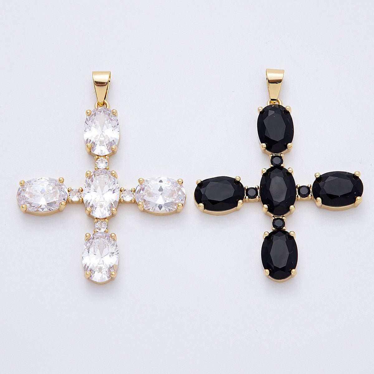 16K Gold Filled 53mm Clear, Black CZ Religious Pendant | Charms - 00162 - Charms - 00163 - DLUXCA