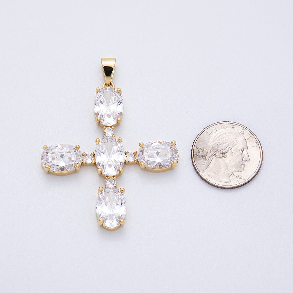 16K Gold Filled 53mm Clear, Black CZ Religious Pendant | Charms - 00162 - Charms - 00163 - DLUXCA
