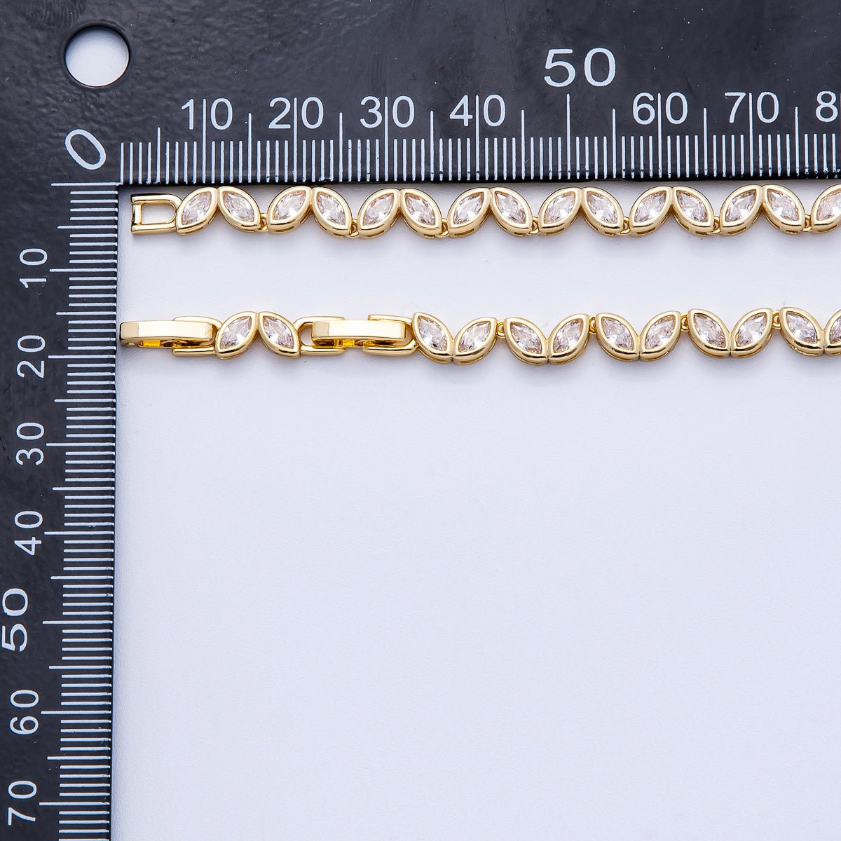 16K Gold Filled 5mm Clear Marquise CZ Tennis Chain 17 Inch Adjustable Necklace | WA - 04245 - DLUXCA