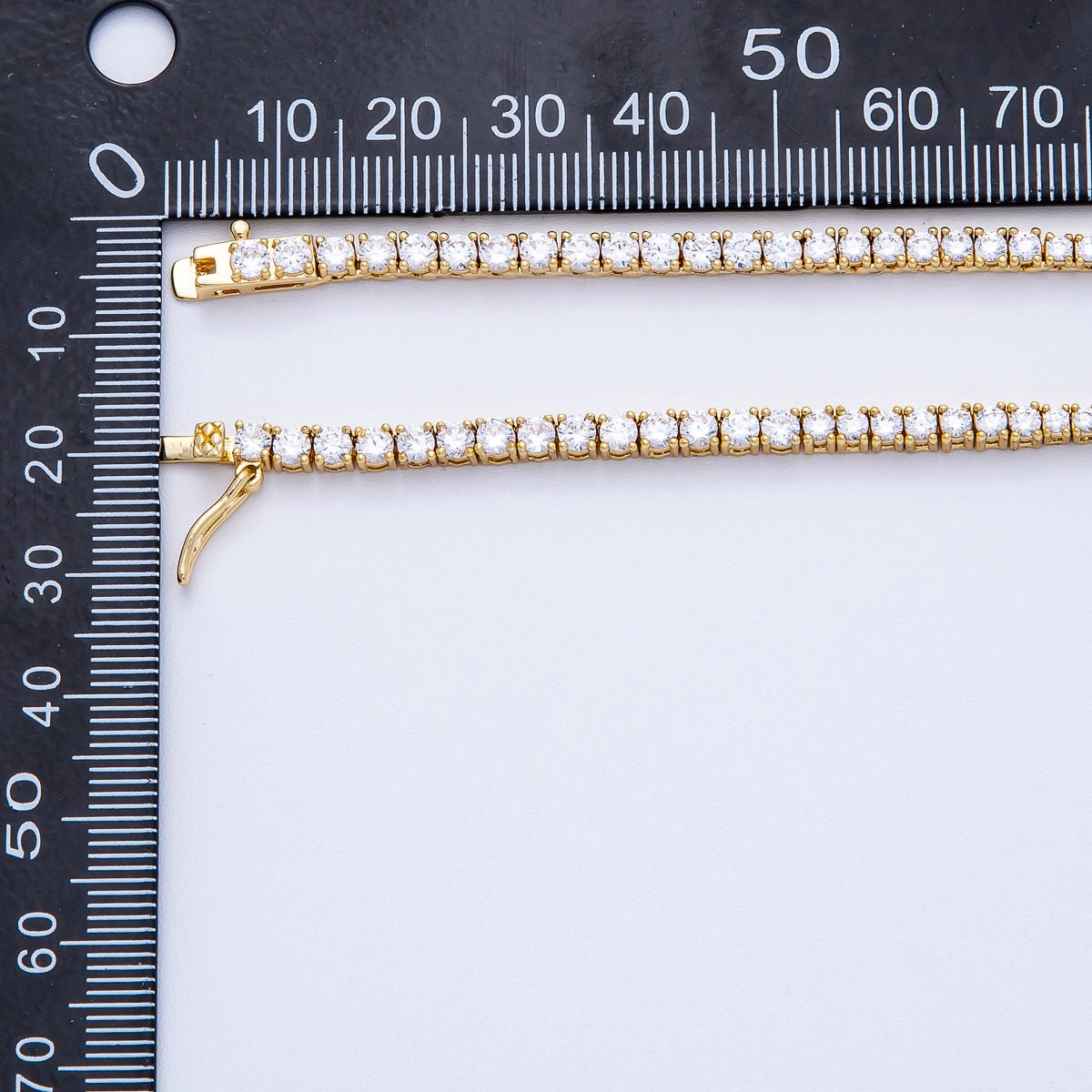 16K Gold Filled 5mm Clear Round CZ Graduated Tennis Chain 16.5 Inch Necklace | WA - 04249 - DLUXCA