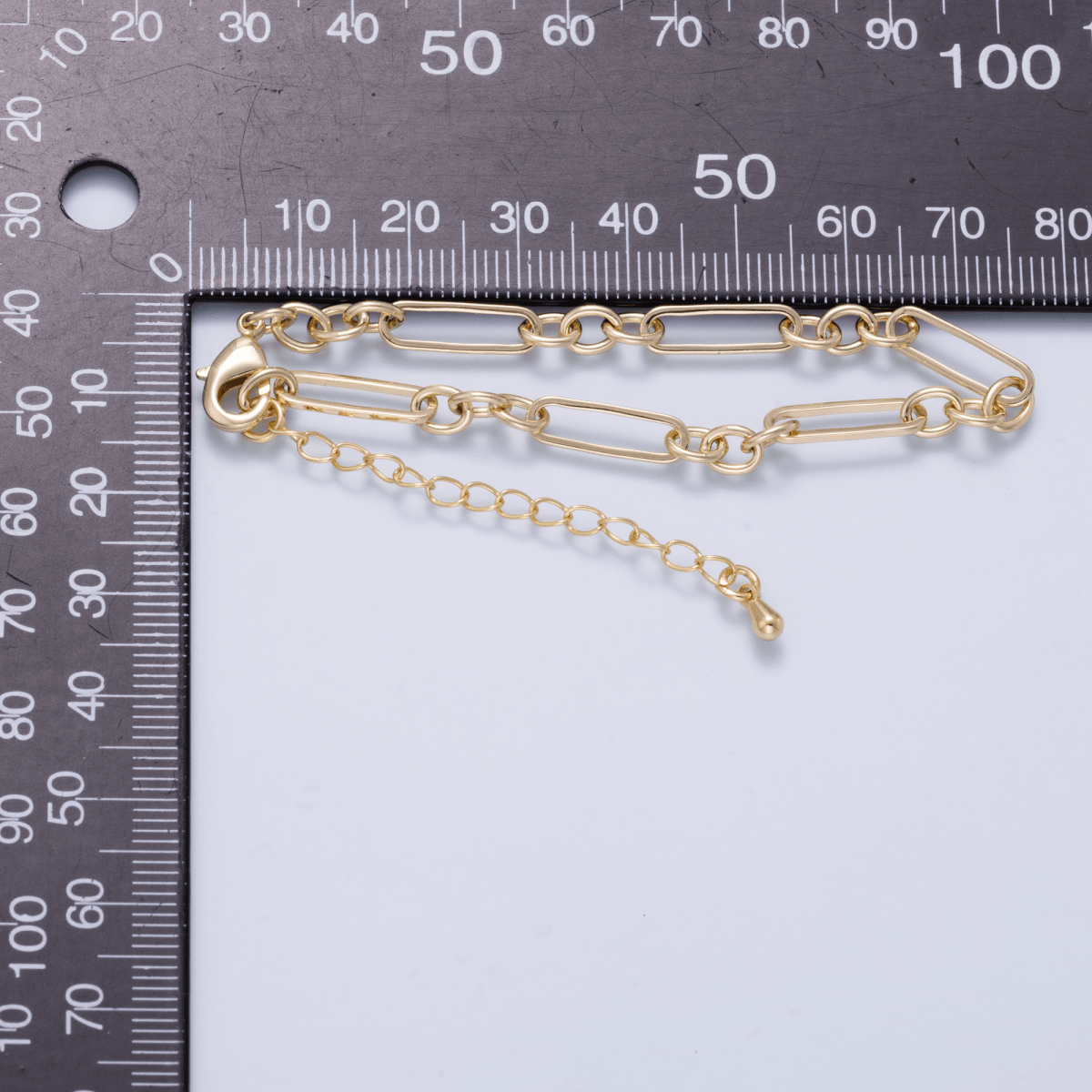 16K Gold Filled 5mm Minimalist Paperclip Chain 6.5 Inch Bracelet | WA - 04625 - DLUXCA