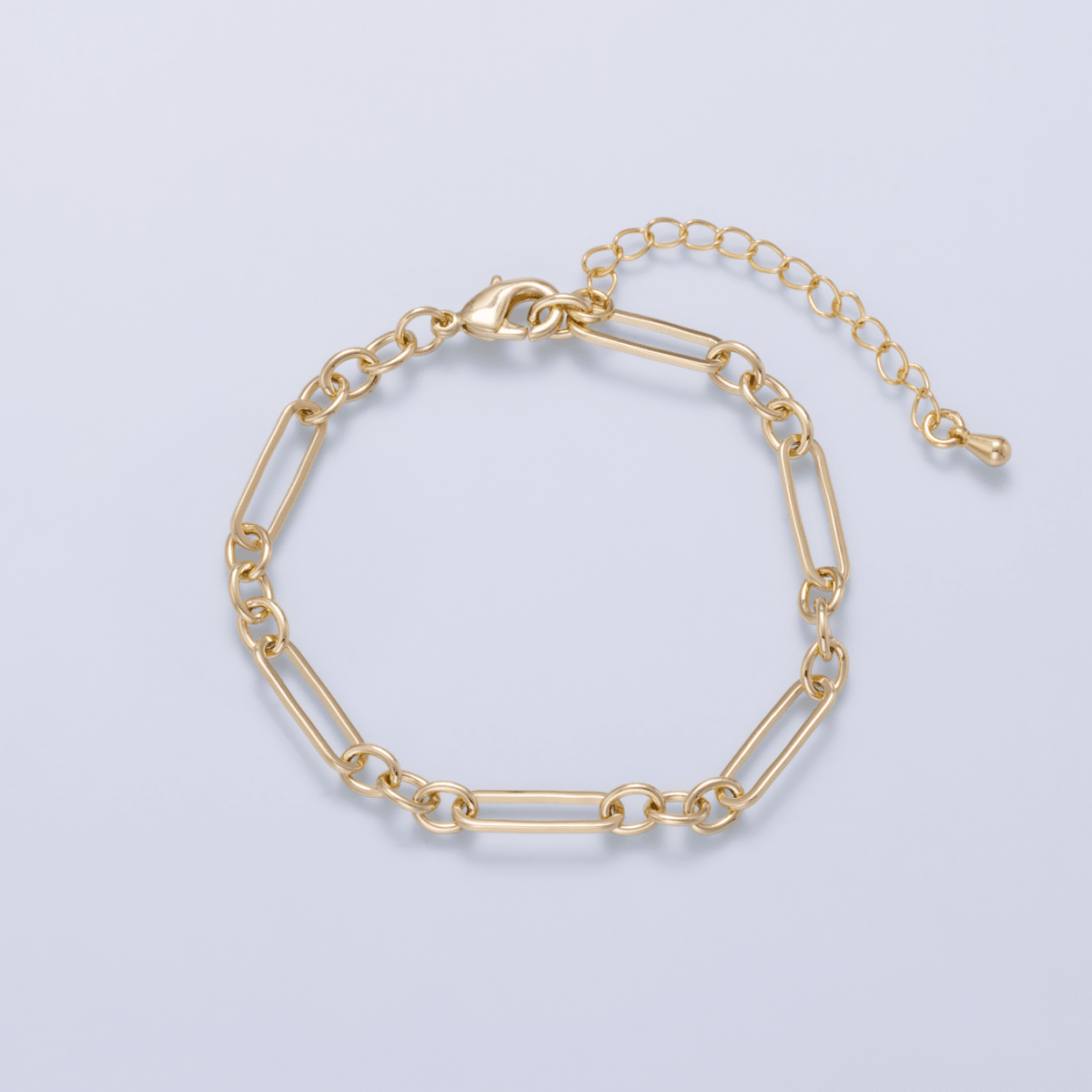 16K Gold Filled 5mm Minimalist Paperclip Chain 6.5 Inch Bracelet | WA - 04625 - DLUXCA
