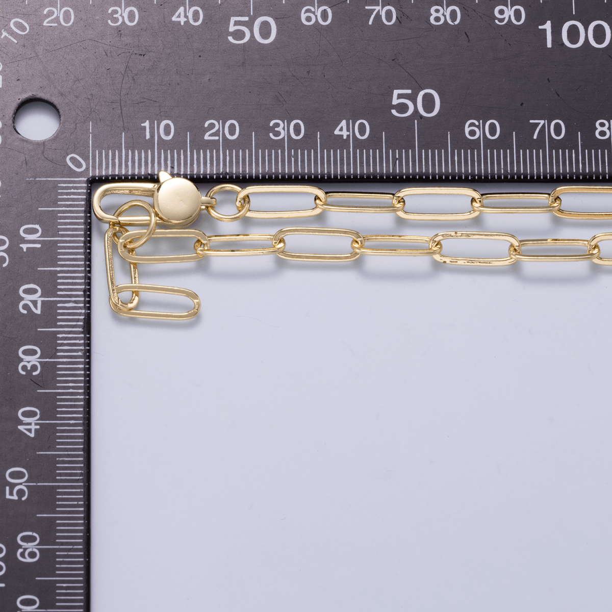 16K Gold Filled 5mm Minimalist Paperclip Lariat Chain 17 Inch Necklace | WA - 04500 - DLUXCA