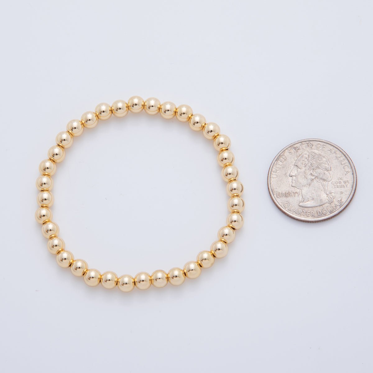 16K Gold Filled 5mm Minimalist Round Ball Stretch Bracelet | WA - 04150 - DLUXCA