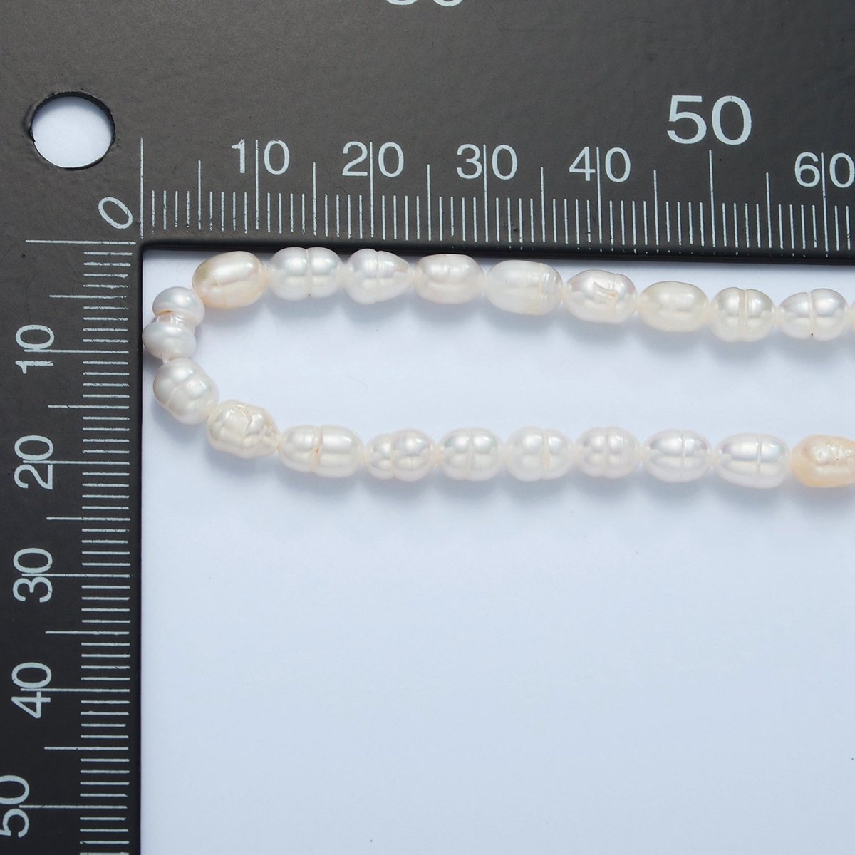 16K Gold Filled 5mm Ringed Peach White Freshwater Pearl 14.5 Inch Necklace w. Extender | WA - 2630 - DLUXCA