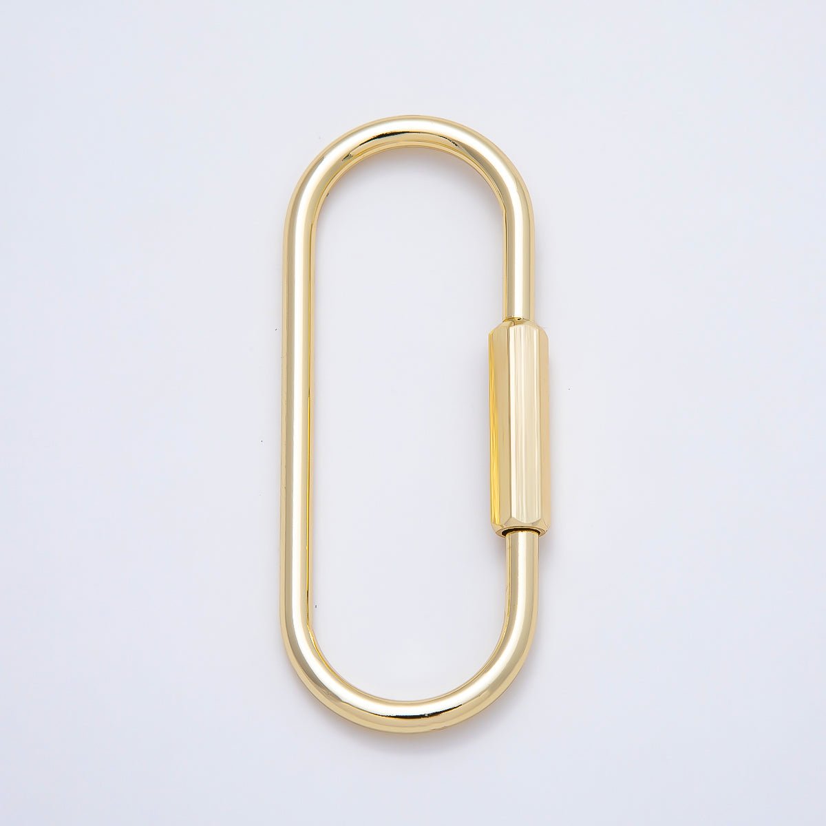 16K Gold Filled 60mm Minimalist Oblong Carabiner Enhancer Bag Charm Keychain Findings | Findings-00482 - DLUXCA