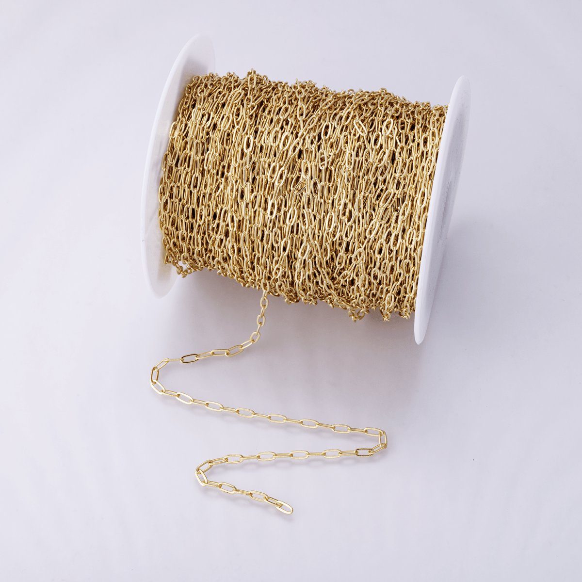 16K Gold Filled 6.2mm x 2.8mm Minimalist Paperclip Unfinished Chain by Yard | Roll - 01853 - DLUXCA