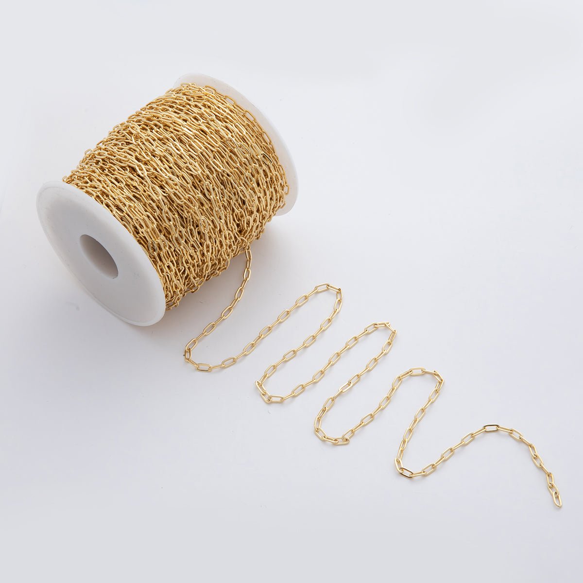 16K Gold Filled 6.5mm Minimalist Paperclip Unfinished Chain by Yard | Roll - 1558 - DLUXCA