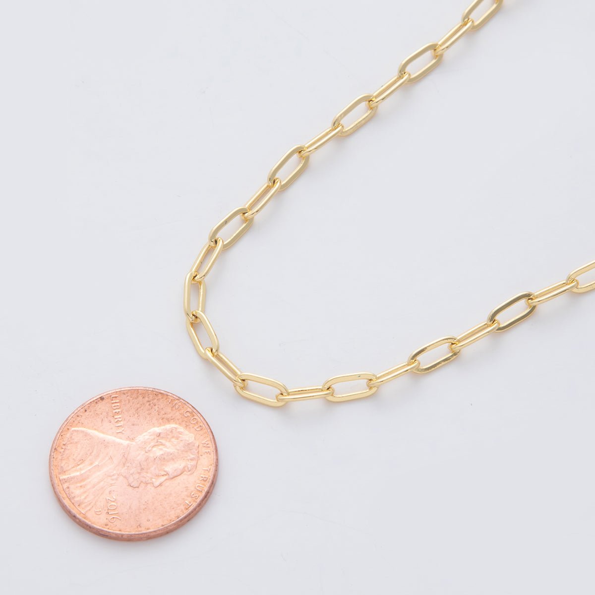 16K Gold Filled 6.5mm Minimalist Paperclip Unfinished Chain by Yard | Roll - 1558 - DLUXCA