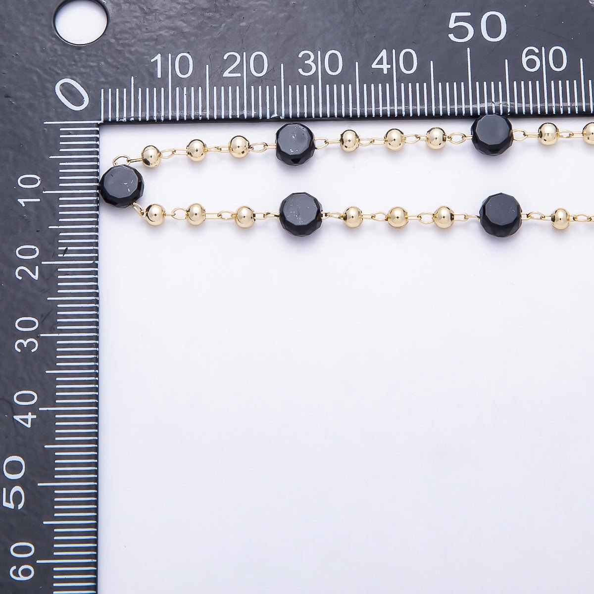 16K Gold Filled 6mm Black Crystal Rondelle Bead Unfinished Chain by Yard | Roll-01902 - DLUXCA