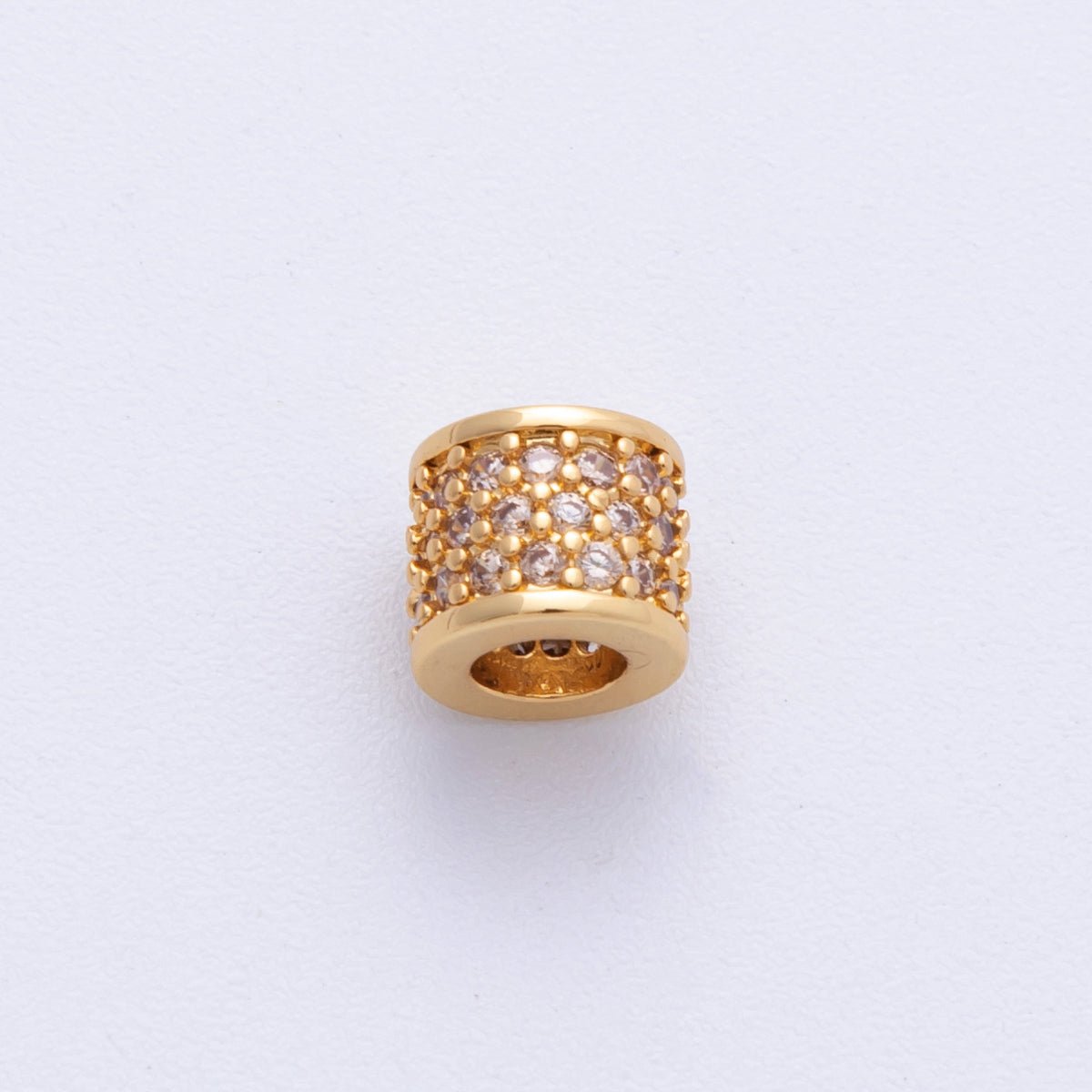 16K Gold Filled 6mm Black, Purple, Clear, Green, Blue, Fuchsia Micro Paved CZ Rondelle Bead | Beads - 000222~00027 - DLUXCA