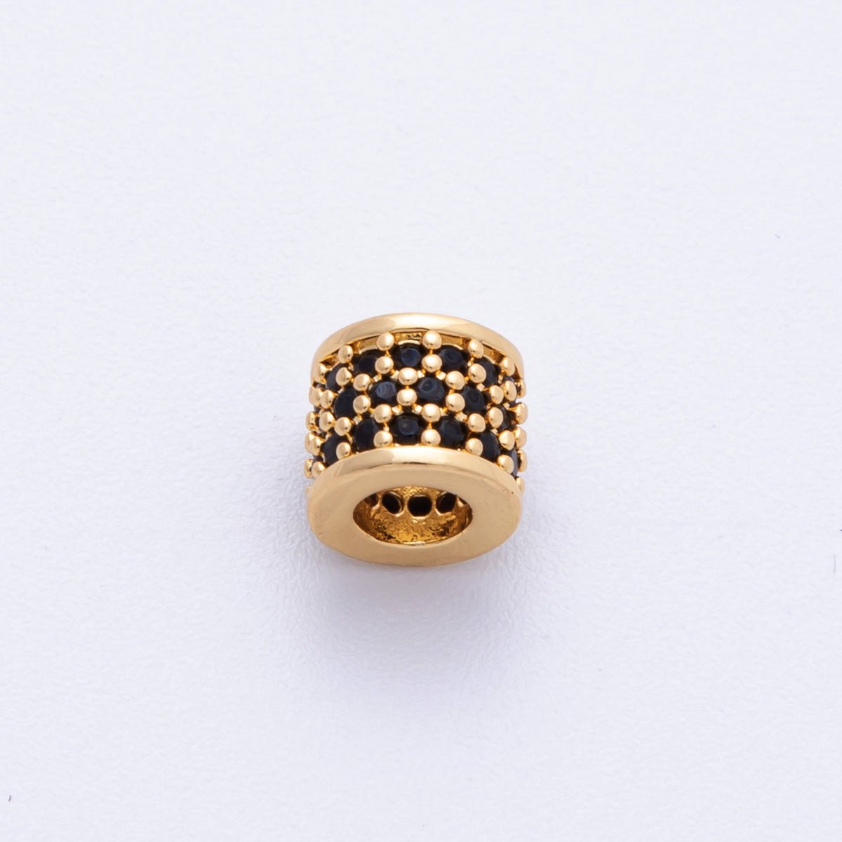 16K Gold Filled 6mm Black, Purple, Clear, Green, Blue, Fuchsia Micro Paved CZ Rondelle Bead | Beads - 000222~00027 - DLUXCA