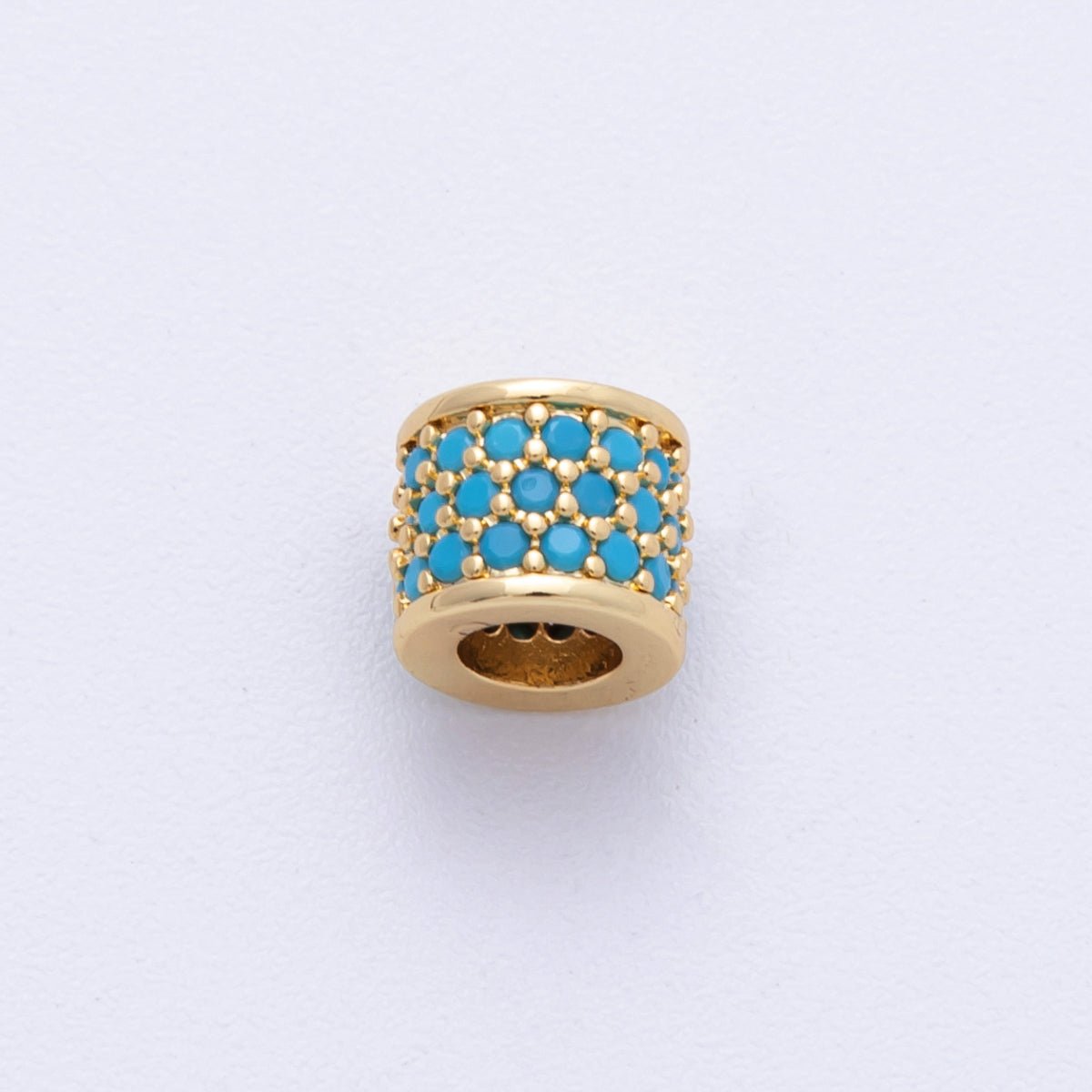 16K Gold Filled 6mm Black, Purple, Clear, Green, Blue, Fuchsia Micro Paved CZ Rondelle Bead | Beads - 000222~00027 - DLUXCA