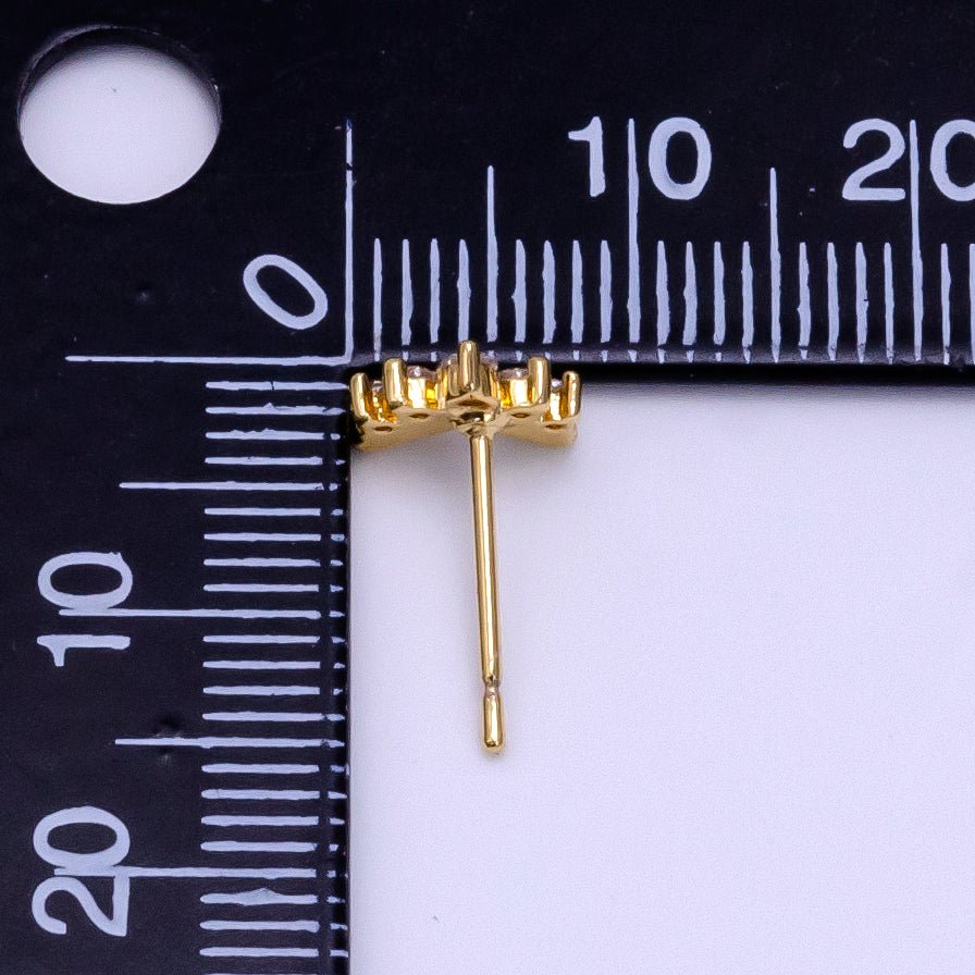 16K Gold Filled 6mm Clear CZ Geometric Arrow Stud Earrings | Clearance - DLUXCA