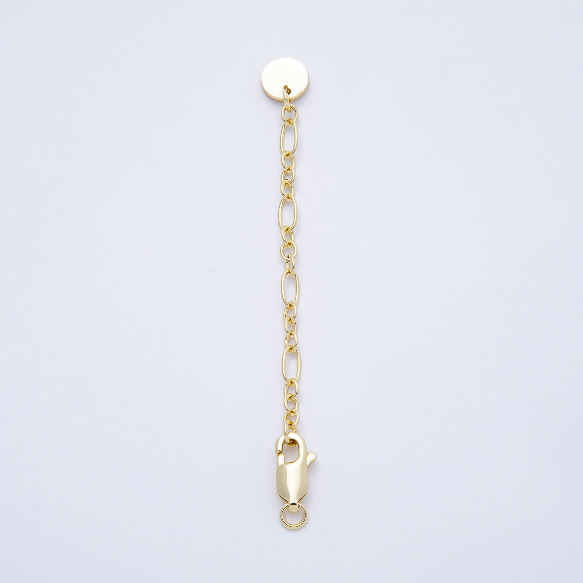 16K Gold Filled 7 Inch Lobster Clasp Round Tag Figaro Chain Extender Closure | Findings - 00169 - DLUXCA