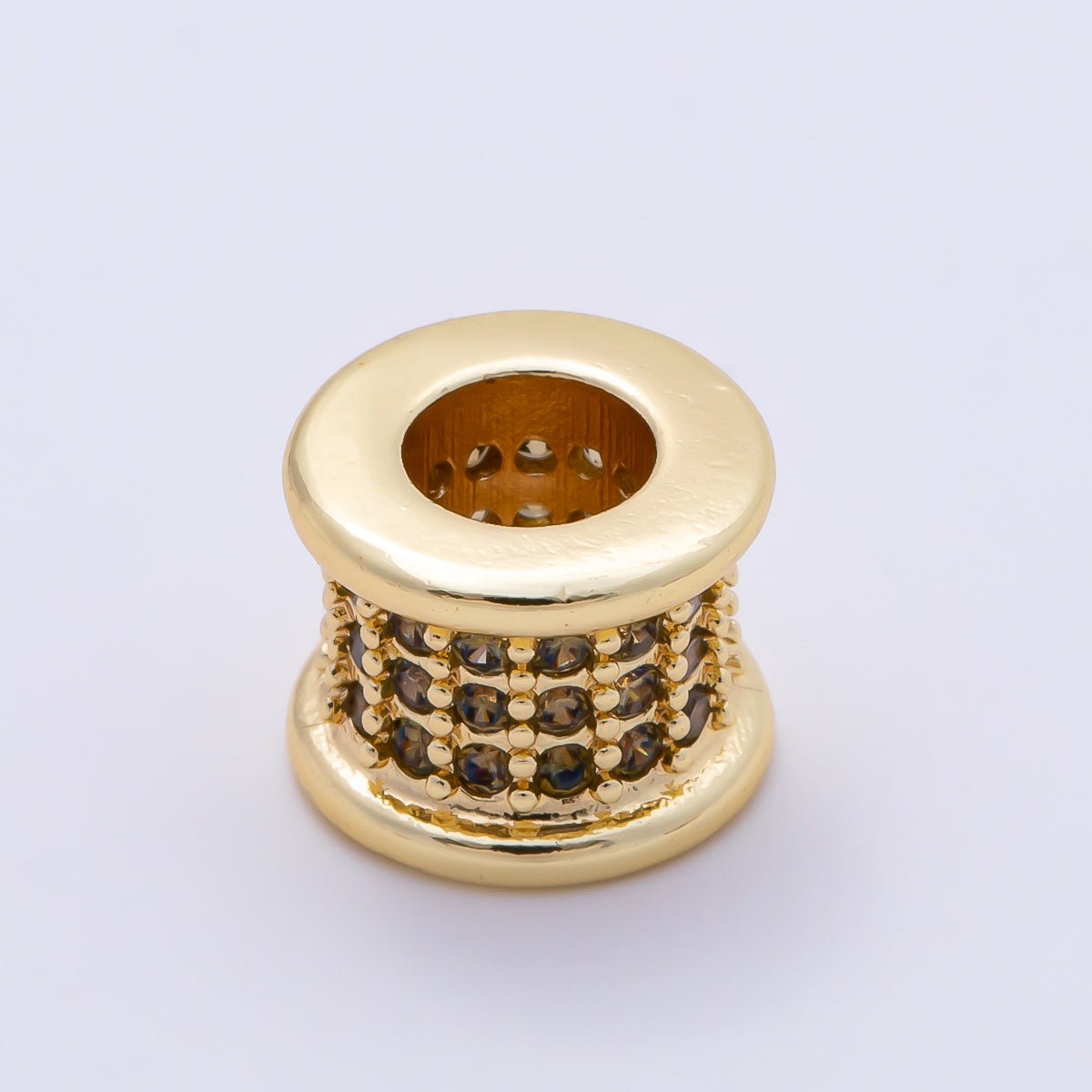 16K Gold Filled 7.5mm Birthstone Micro Paved CZ Wide Spacer Beads | Beads-00351 ~ Beads-00362 - DLUXCA